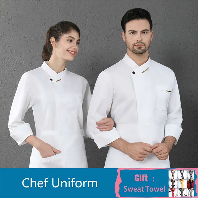 На Одно Плечо, униформа шеф-повара для мужчин и женщин, рабочая куртка с длинными рукавами для отелей для кейтеринга, услуги кафе, пекарня, Парикмахерская, одежда для официанта