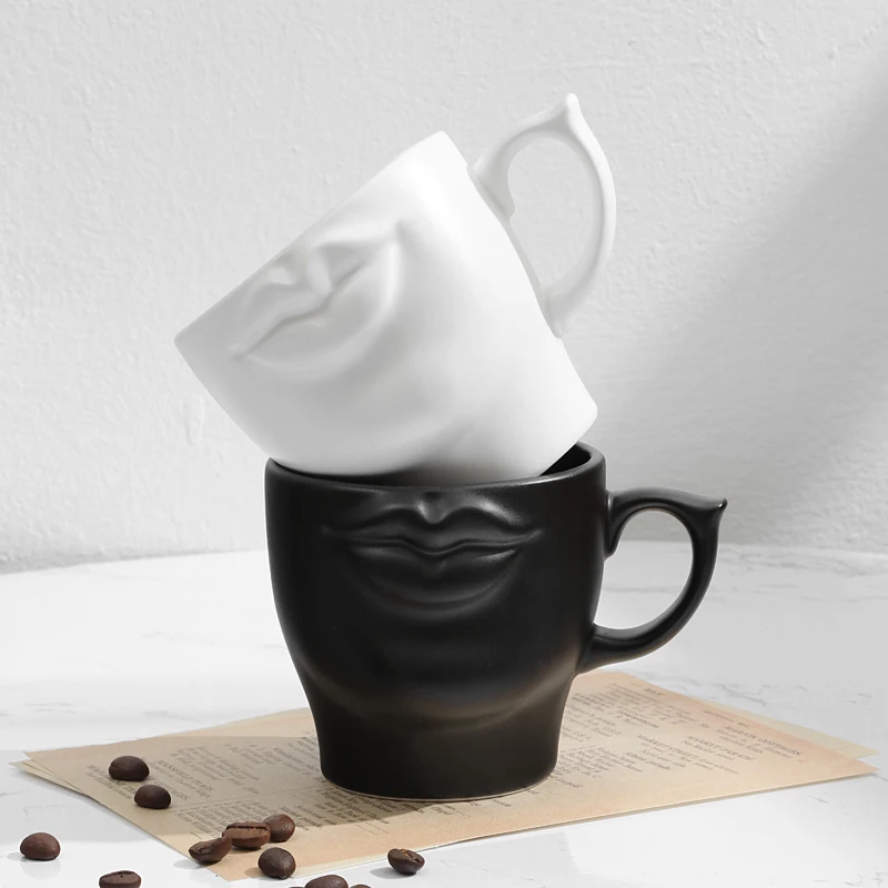 Creative 3D Mouth Ceramic Coffee Mug White Handmade Porcelain Tea Milk Cup Personalized Drinkware Taza Originales New | Дом и сад