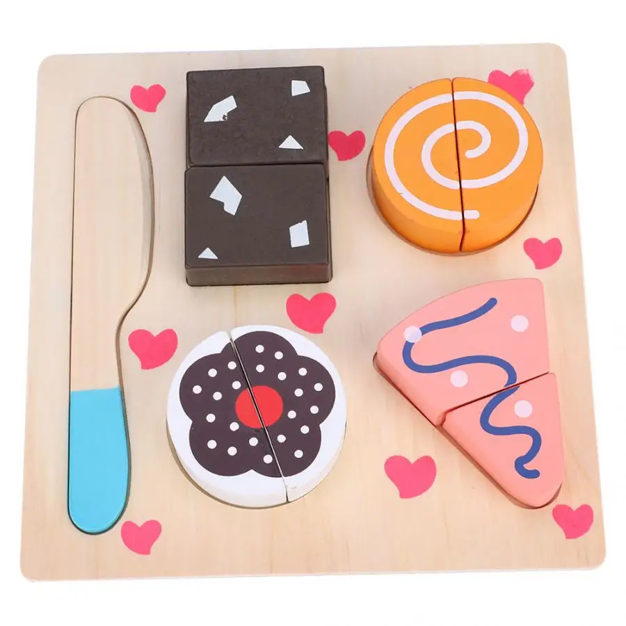 Dessert 4 Деревянная еда ing Cut фрукты овощи десерт дети приготовления пищи ролевые игры шеф-повара работы Кухня Игрушка Головоломка Развивающие игрушки - Цвет: Dessert 4