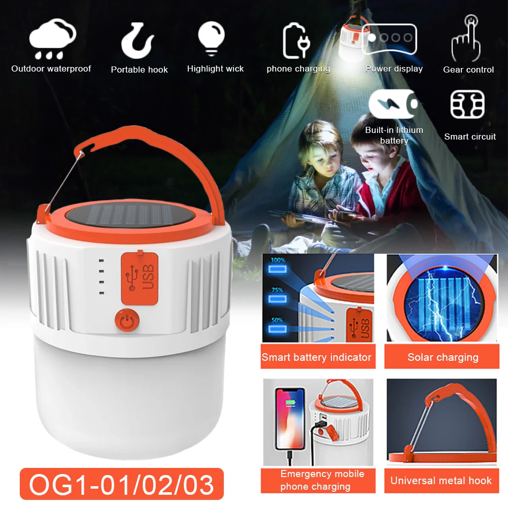 

Multifunctional Outdoor 24LED Camping Lamp USB Rechargeable Emergency Portable Lamp Night Market Lamp