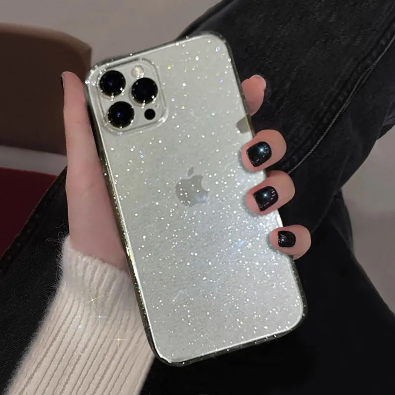 iphone 12 pro max wallet case Bling Glitter Transparent Case For iPhone 12 11 Pro Max Mini XR X XS 8 7 Plus SE 2020 Soft Silicon Cover Candy Color Phone Shell iphone 12 pro max wallet case