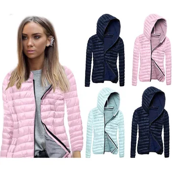 

Women's Lightweight Slim Fit Outwear Autumn Winter Hooded Long Sleeve Coat Warm Zipper Coats Female Portable Solid Color Outwear