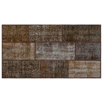 

Handmade Brown Vintage Overdyed Patchwork Area Rug 080x150 Cm-2'7''X4'11''