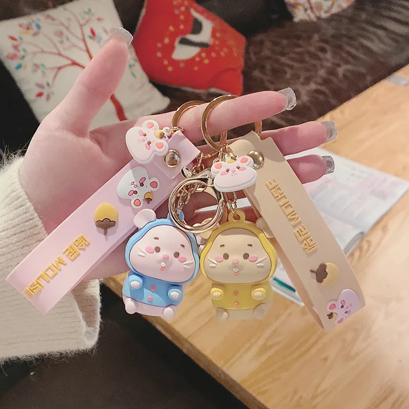 Модные Хани брелок для ключей с мышью милый PVC ребенок хомяк Детские цепочка