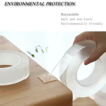 

Transparent Double-sided Reusable Washable Tape Adhesive Paste Trace Removable Glue Household Cleaner