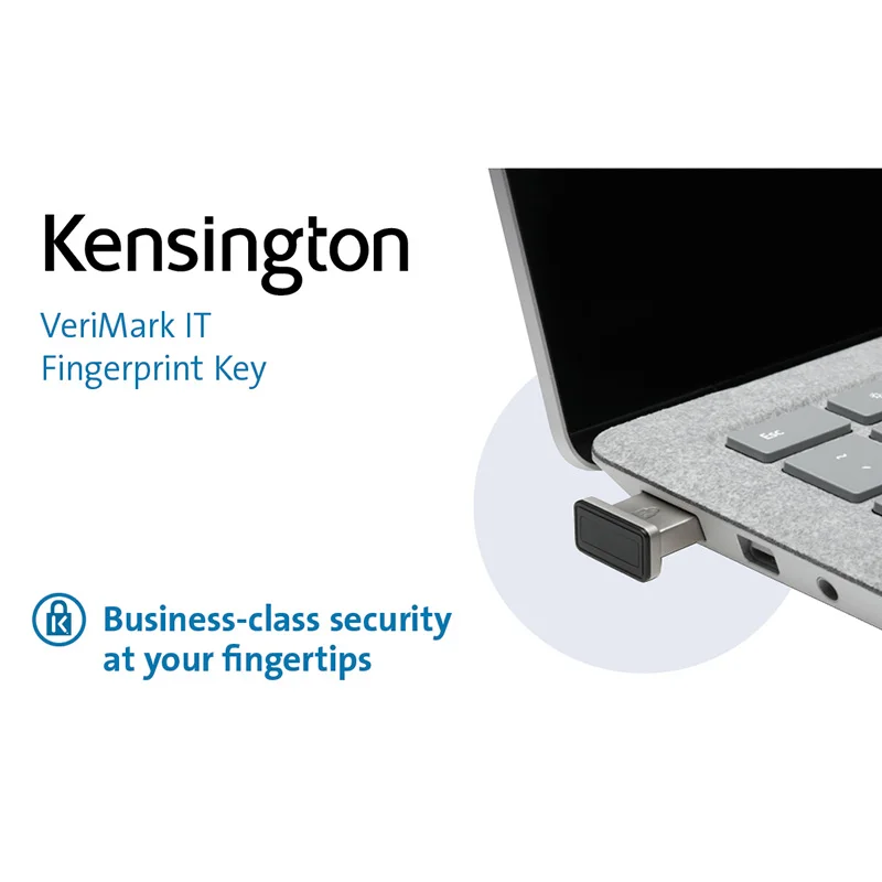 Kensington Fingerprint Key Laptop Fingerprint USB Lock VeriMark IT with FIDO2/WebAuth for Windows Hello for Business K64704WW