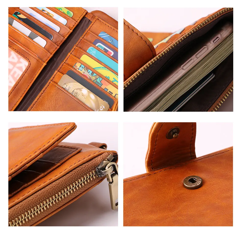 JOGUJOS Women Long Wallet Genuine Leather Wallets RFID Phone Bag Coin Purse Card Holder Women's Long Design Purse Clutch Wallet