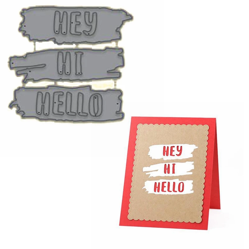 

HELLO HI Greetings Sentence Words Metal Cutting Dies Irregular Shape DIY Handmade Craft Card Embossing Making 2019 Hot Sell
