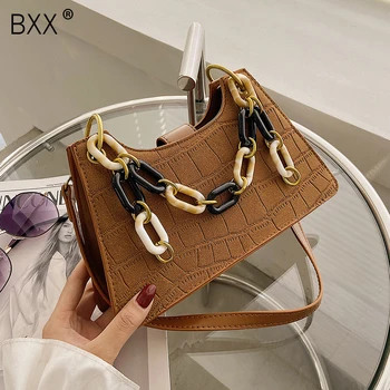 

[BXX] Scrub PU Leather Bags For Women 2020 Winter Vintage Shoulder Crossbody Bag Stone Pattern Ladies Travel Handbags HP401