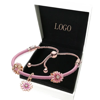 

Rose Gold Daisy Loving Charm Beaded Pink Fabric Hand Rope Set Surprise Surprise Gift High Quality Bracelet