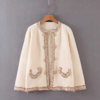 

Fasion Slim Faux Fur Cardigan Coat Women Patchwork O neck Autumn Jackets Office Lady Outwear XB9513