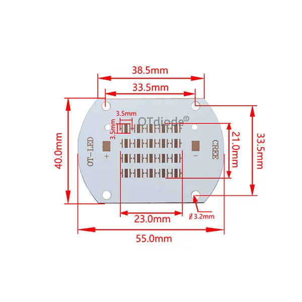 Cree xpe xpg xte 3535 медная печатная плата XML2 T6 XHP50-5050 серии Led радиатор Тепловая разделительная лампа лаза может использоваться для 10 Вт-100 Вт - Испускаемый цвет: 3535 20chips Copper