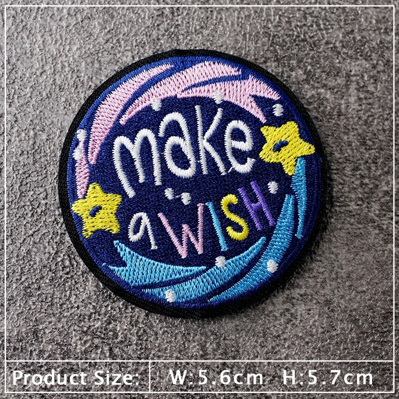 MUSIC WOLF ROCK AND ROLL Patch Embroidery Applique Ironing Sewing Supplies Decorative Badges For Clothing Accessories MAKE WISH 