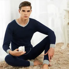 Хлопок Материал S-5xl Теплая мужская пижама одежда для мужчин с длинным рукавом термобелье наборы 91464