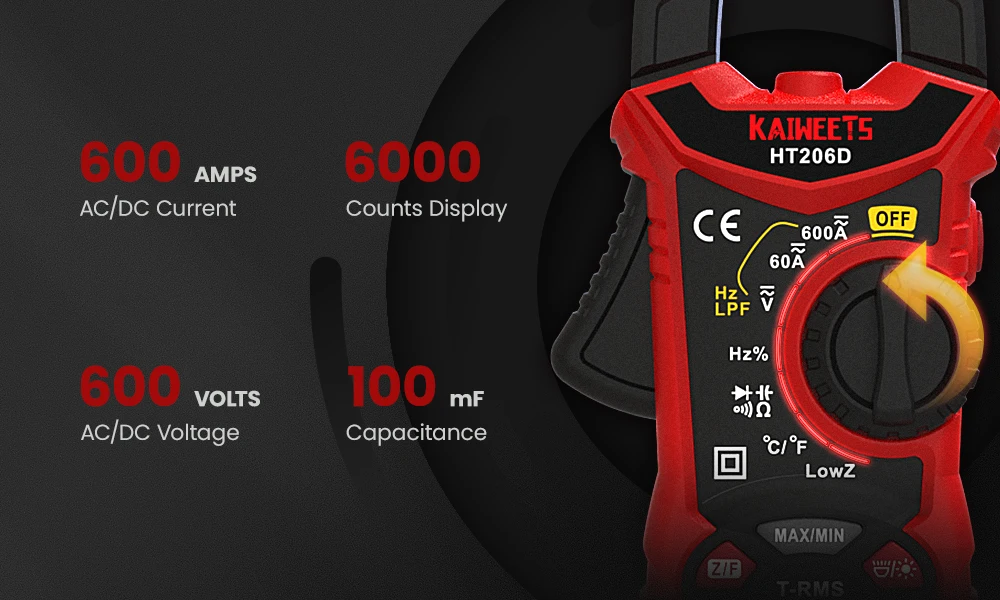 hardness testing machine KAIWEETS AC DC Digital Clamp Meter Multimeter Pinza Amperimetrica True RMS High Precision Capacitance NCV Ohm Hz Tester wind anemometer