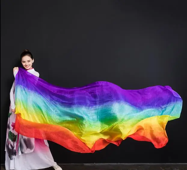 Женская шелковая вуаль для танца живота светильник из 100% шелка с градиентом 250