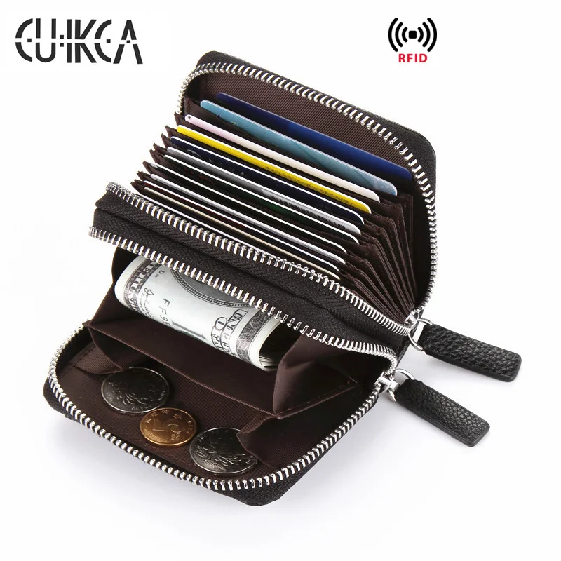  Veki Women's Wallet Double Zipper Pocket Wallets with Wrist  Strap, Leather Credit Card Purse for Women Men (Brown) : Clothing, Shoes &  Jewelry
