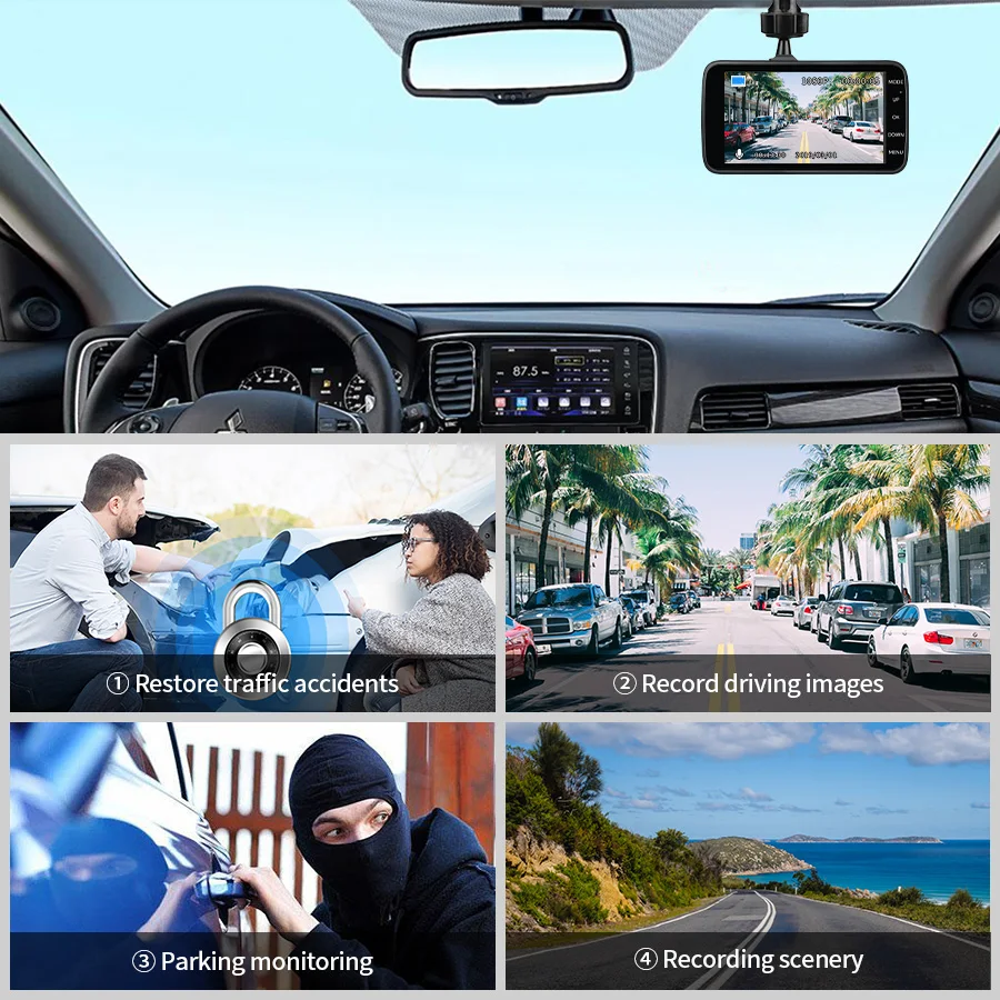 E ACE Видеорегистраторы для автомобилей 4 0 Inch Mini Dashcam Full HD 1080P Dash Камера видео