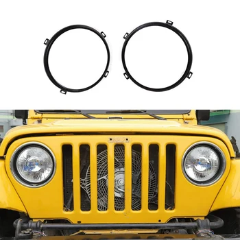 

Round Headlight Retaining Ring Headlamp Bezel Mounting Bracket for Jeep Wrangler TJ 1997-2006 Black