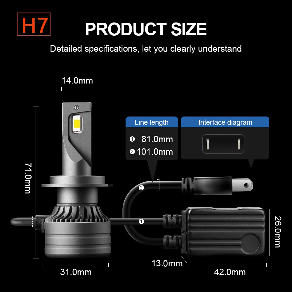 Farol automotivo de led, 2 peças, h4,