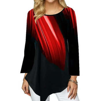 

Polar Lights Print Tshirt Women Irregular Black T Shirts Long Sleeve 2020 Spring New Shirt Top Casual Tees S-5XL Camiseta Mujer