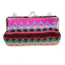 

Polyester Women Long National Striped Wallet Coin Purse Money Phone Pouch Bag Bolso Mujer Bolsa Carteira Feminina for Girls