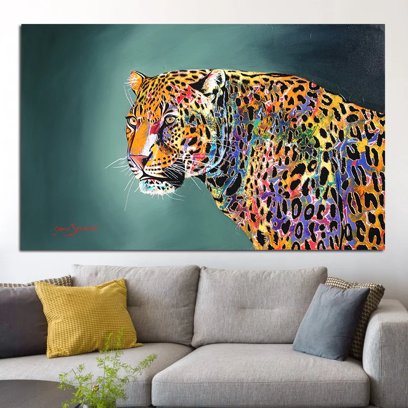 

OUCAG Morning Of The Jaguar Oil Painting Printed Colorful Canvas Painting Wall Art Graphic Decor for Living Room Artwork Posters