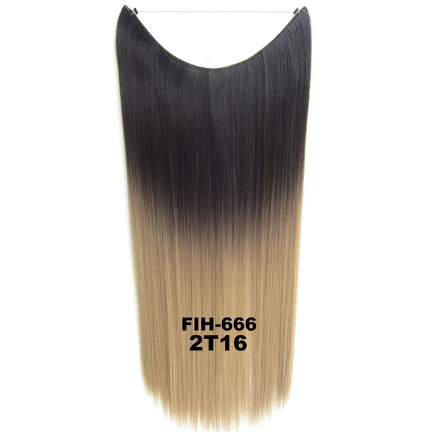 24inch 50grams 100grams Synthetic Hair Extension Gradual Color Brown Gray Blonde String Halo Hairpieces Extensions 50g-2T16