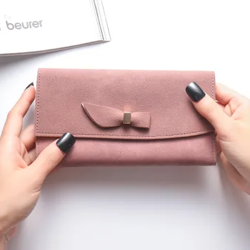 

New ladies wallet Trendy style wild bow stitching card package Multi card position envelope package