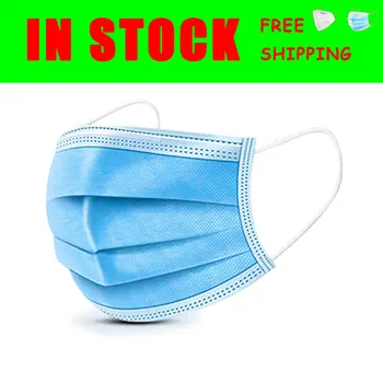 

Disposable Mask Mouth Covers 3 Layers Dustproof Facial Protective Anti Dust Blue Face Covers Personal Care Supplies