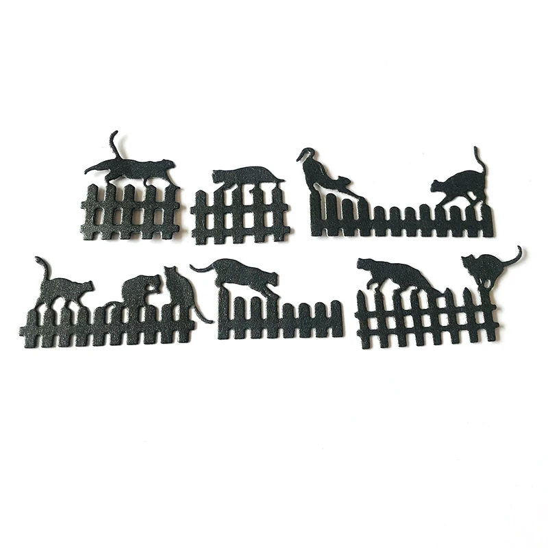 

Halloween Fence cat set Metal Cutting Dies Stencil Scrapbooking DIY Album Stamp Paper Card Embossing Decor Craft