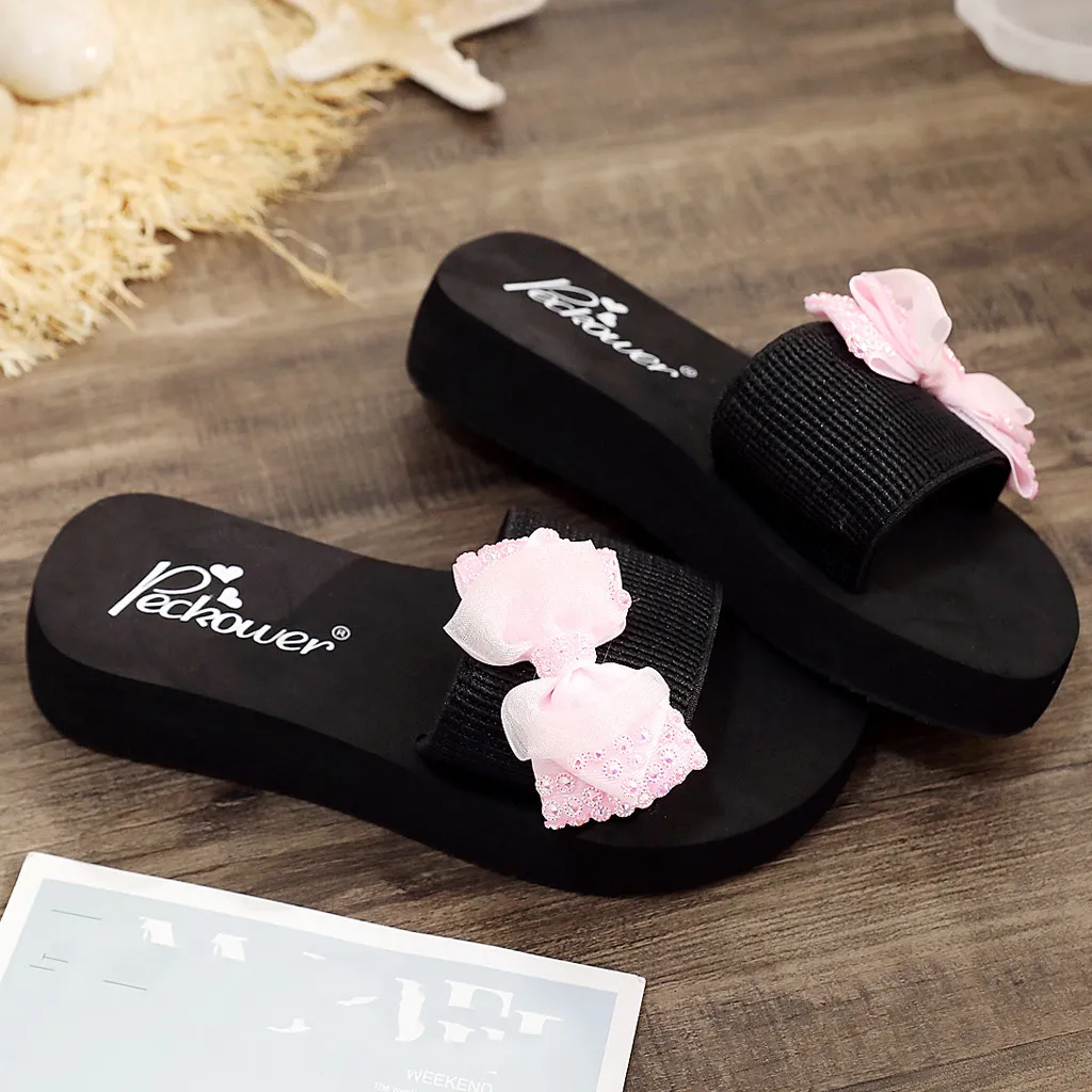 Детские домашние тапочки с бантом и жемчужинами; пляжная одежда для маленьких девочек; сандалии с кристаллами; семейные летние домашние Вьетнамки; детская обувь для спальни