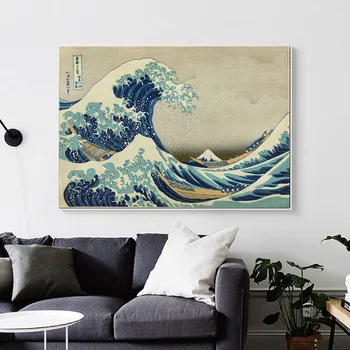 

Katsushika Hokusai Great Wave Off Kanagawa Art Print Canvas Poster Art Print Wall Pictures for Living Room No Frame