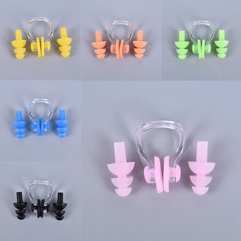 Swimming Earplugs Nose Clip Case Protective Waterproof Protection Ear Plug Soft Silicone Swim Dive Supplies Sleep Stops Snoring