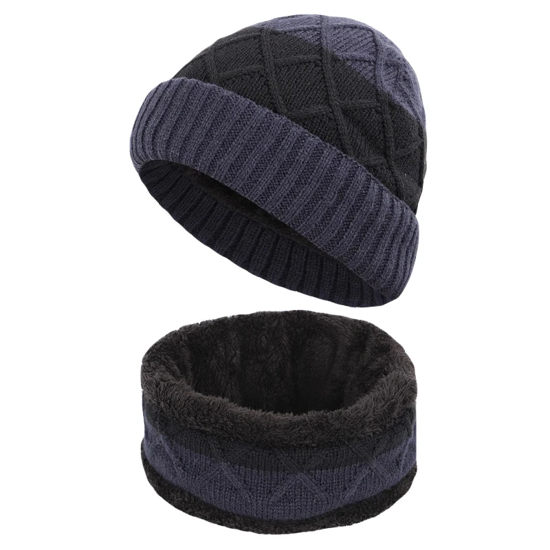 Skateboarding Man Woman 2 Pcs Beanie Winter Hat Scarf Set Slouchy Neck Knitting Warmer Plush Velvet Lined Hat& Scarf Set