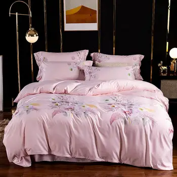 

Washed Silk Four-Piece Light Luxury European-Style Viscose Fiber 4-Piece Silky Bare Sleeping Bed Sheet Quilt Cover Quilt Cover