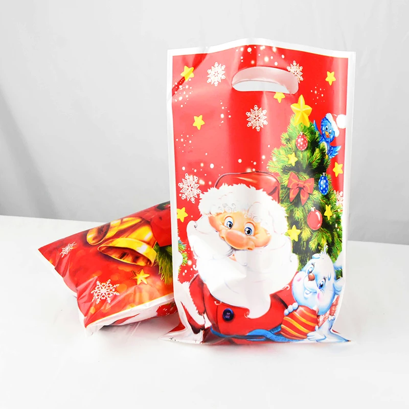 10 pzas bolsa de dulces de Santa Claus bolsas de regalo de decoración de Navidad galletas de bocadillos paquete de galletas fiesta de fiesta bolsa de plástico - Imagen 5