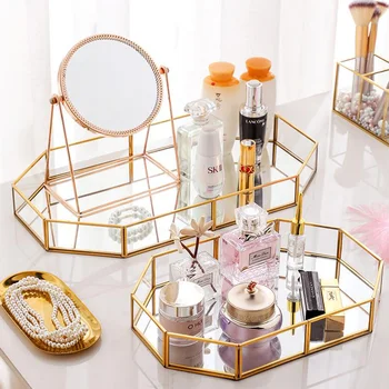 

Metal Makeup Storage Box Jewelry Box Dressing Table Jewelry Lipstick Rack Desktop Skin Care Product Storage Rack Cosmetic Box