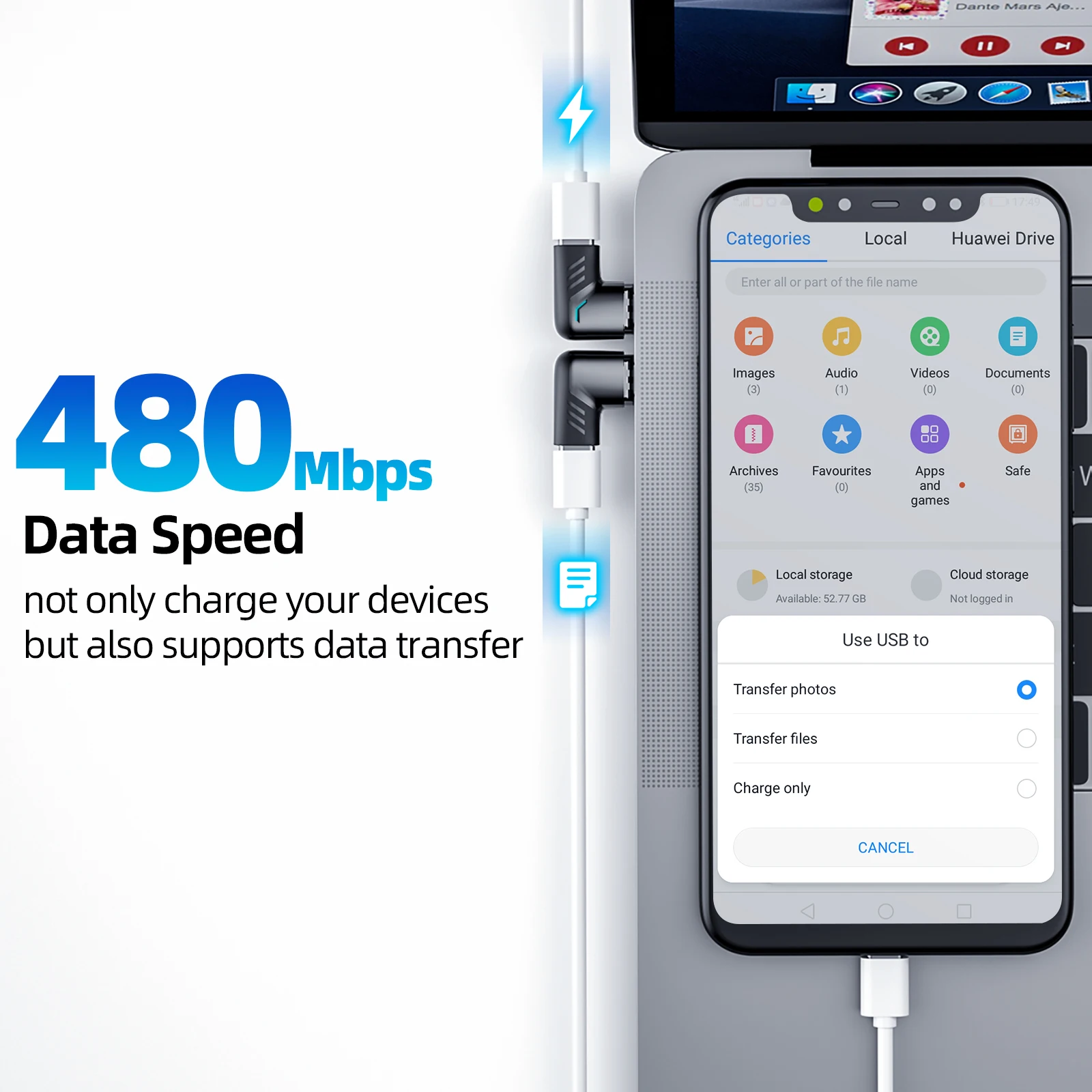 Магнитный адаптер USB Type-C, 100 Вт, магнитный конвертер для быстрой зарядки USB C в Type C, магнитный кабель, разъем Usbc для iPad MacBook ► Фото 3/6