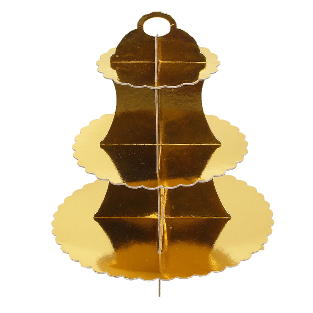 3-Tier Round Cardboard Cupcake Stand Dessert Tower Treat Pastry Cake Serving Platter Food Display