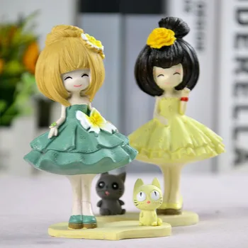 

Cute garden home decorations crafts small ornaments resin girl cat bedroom creative girlfriend gifts