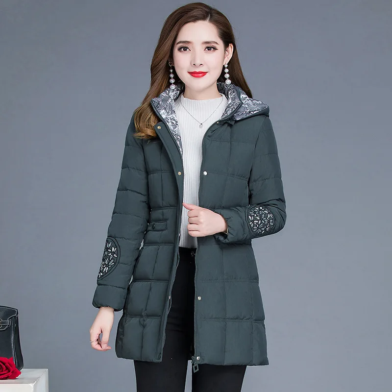 

Korean-style Short-height Slim Fit Waist Hugging Cotton Coat Women's 2019 Winter New Style Cotton Overcoat Mid-length Hooded Cot