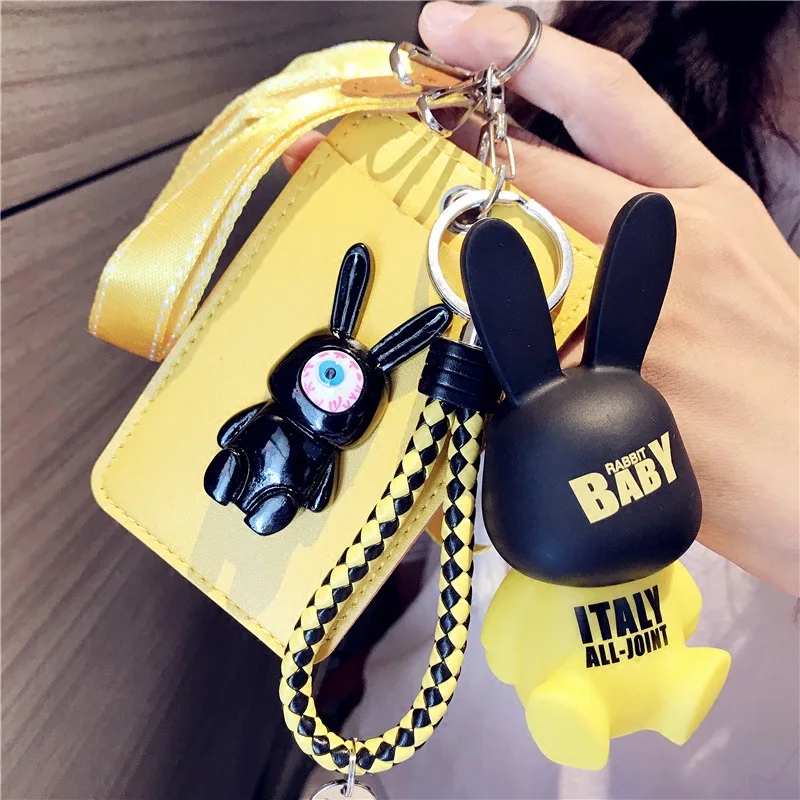 

New Pu soft leather multi-card card set hang neck card set key chain bus all-in-one card set school card worker card