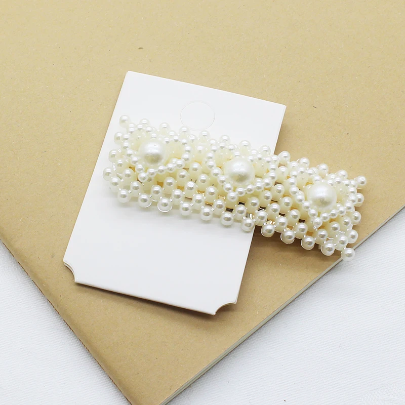 Черный Beautiful Pearl Hair Clip for Girl Elegant Lovely Design Snap Barrette Stick Hairpin Hair Styling Accessories 1pcs Batch - Цвет: Черный
