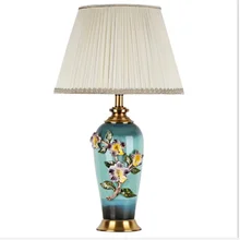 Китайский стиль, эмалированная Цветная Керамическая Настольная лампа для спальни, прикроватная, для гостиной, фойе, для учебы, для чтения, ночной Светильник 190166