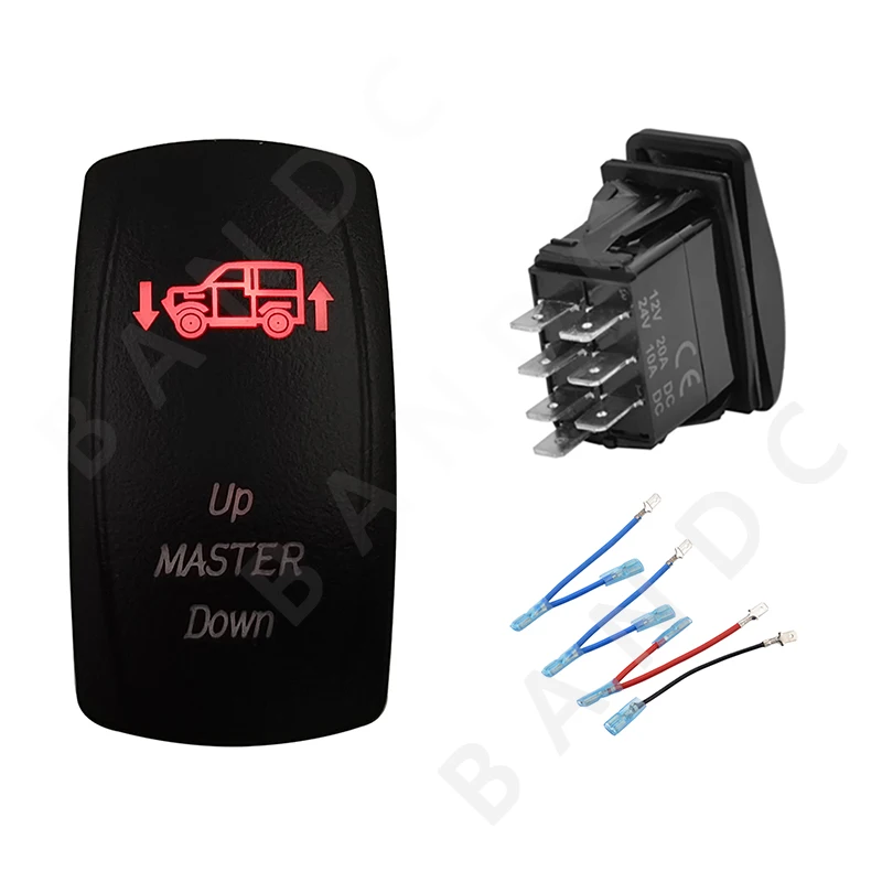 Led Rosso Up Master Down On-Off-On Interruttore A Bilanciere Per Auto Caravan Van Camper Tuning Auto Parti 12V 20A 24V 10A