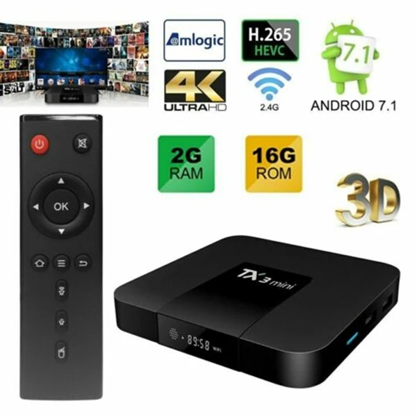 TX3 Мини Android 7,1 Smart tv BOX 2 Гб 16 Гб Amlogic S905W четырехъядерный ТВ-приставка H.265 4K WiFi Bluetooth IP tv box 1 ГБ 8 ГБ