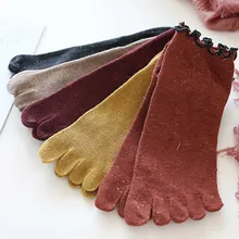 Зимние женские носки с пятью пальцами однотонные забавные носки с золотым кружевом женские носки в стиле хип-хоп для девочек и женщин Рождественский подарок