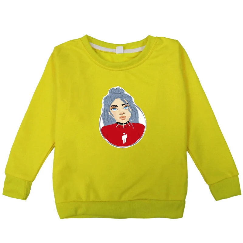 kids hoodies 9 Г. Весенне-осенние толстовки с капюшоном для маленьких мальчиков и девочек хлопковая толстовка с капюшоном с длинными рукавами Billie Eilish, футболки, свитшоты одежда для малышей - Цвет: kids hoodies 9