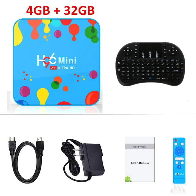 DMYCO 4 Гб 128 ГБ H96 Мини Android 9,0 ТВ приставка Allwinner H6 четырехъядерный 6K H.265 Wifi Bluetooth HD Youtube телеприставка 4 ГБ 32 ГБ коробка - Цвет: 4G 32G Keyboard